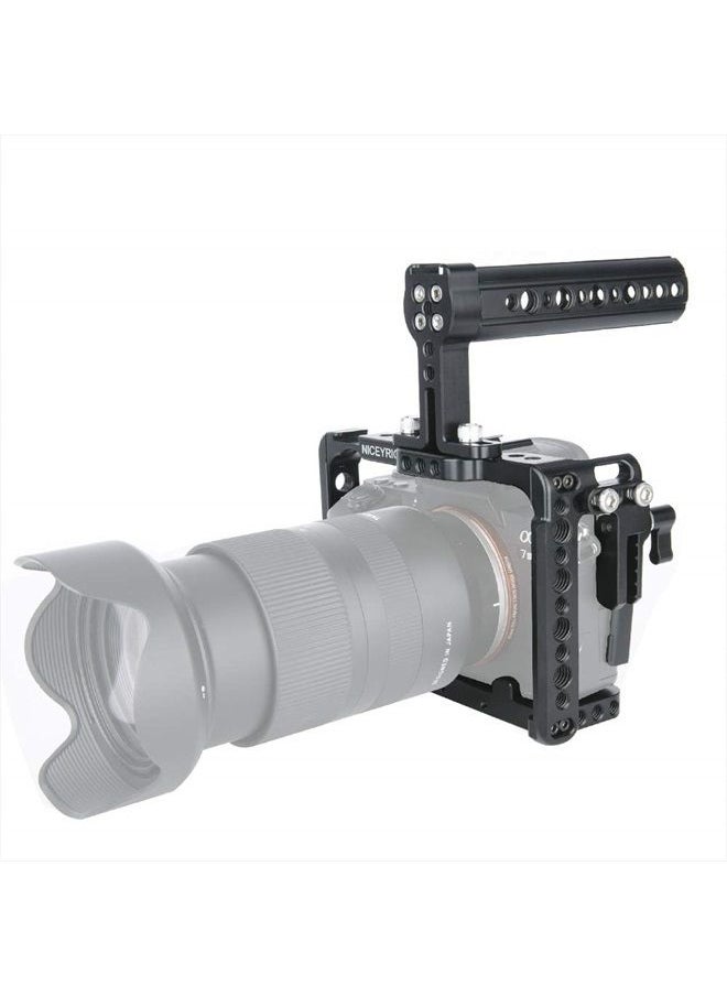 NICEYRIG - Camera Cage Kit for Sony A7RIII/ A7RIV/ A7III/ A7SIII/ A7RII/ A7SII/ A7II/ A9, with Cheese Top Handle and Cable Lock Clamp - 190 - Image 1