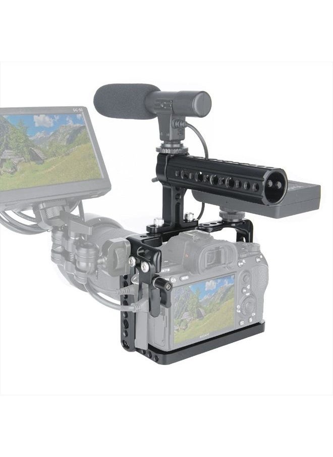 NICEYRIG - Camera Cage Kit for Sony A7RIII/ A7RIV/ A7III/ A7SIII/ A7RII/ A7SII/ A7II/ A9, with Cheese Top Handle and Cable Lock Clamp - 190 - Image 1