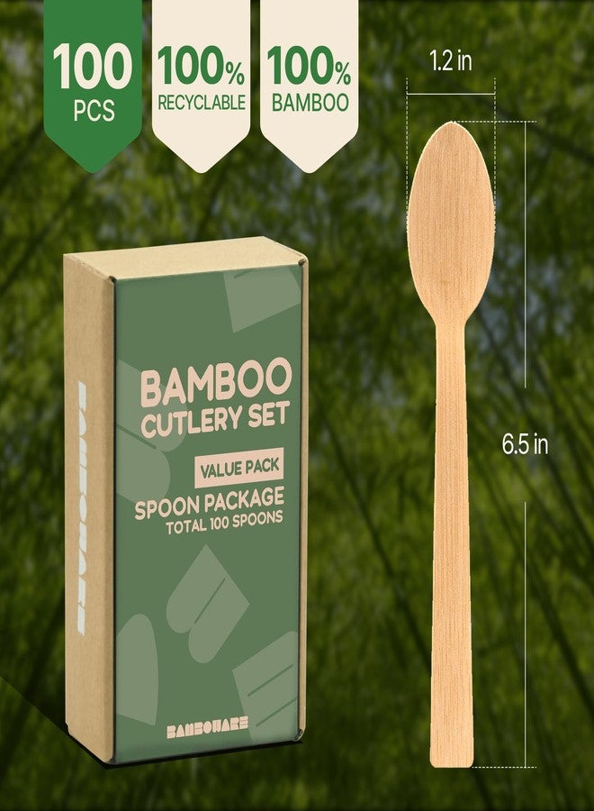 Bamboware - Bamboo Cutlery Spoon Bulk Package 100 Pieces - Image 2