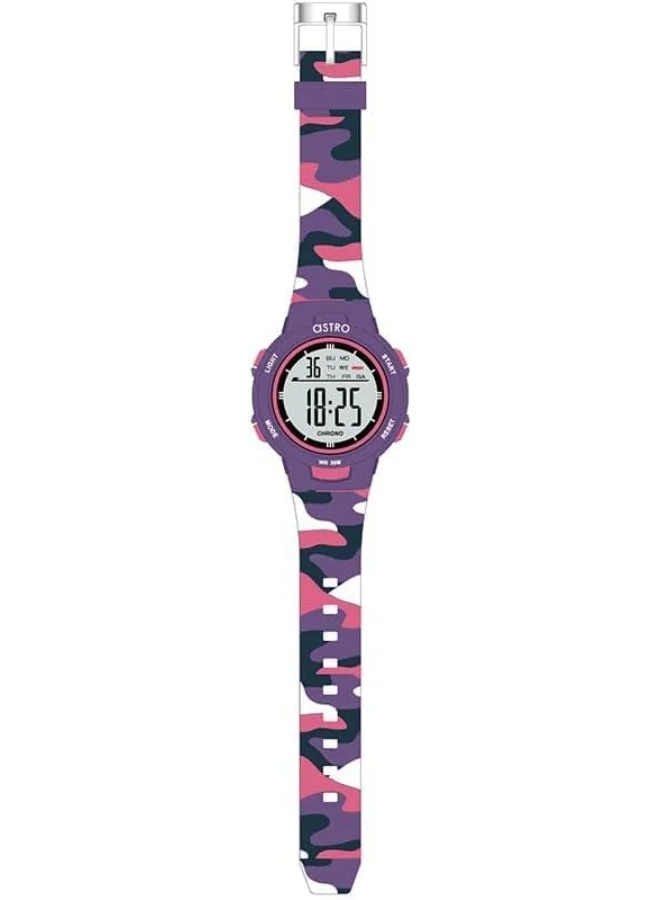 أسترو Astro Kids Watch, Digital Display and Polyurethane Strap - A23915-PPVV, Purple Camo