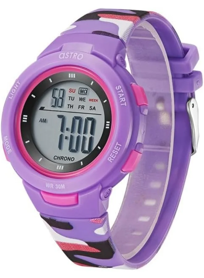 ASTRO Astro Kids Watch, Digital Display and Polyurethane Strap - A23915-PPVV, Purple Camo