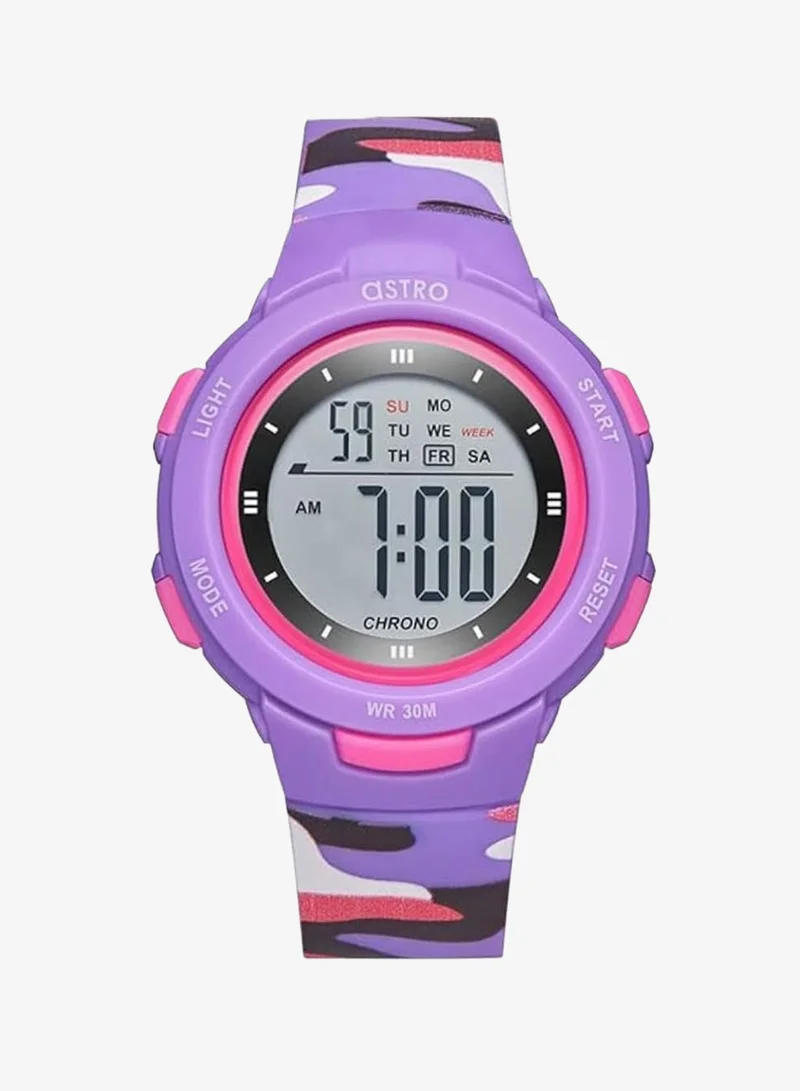أسترو Astro Kids Watch, Digital Display and Polyurethane Strap - A23915-PPVV, Purple Camo