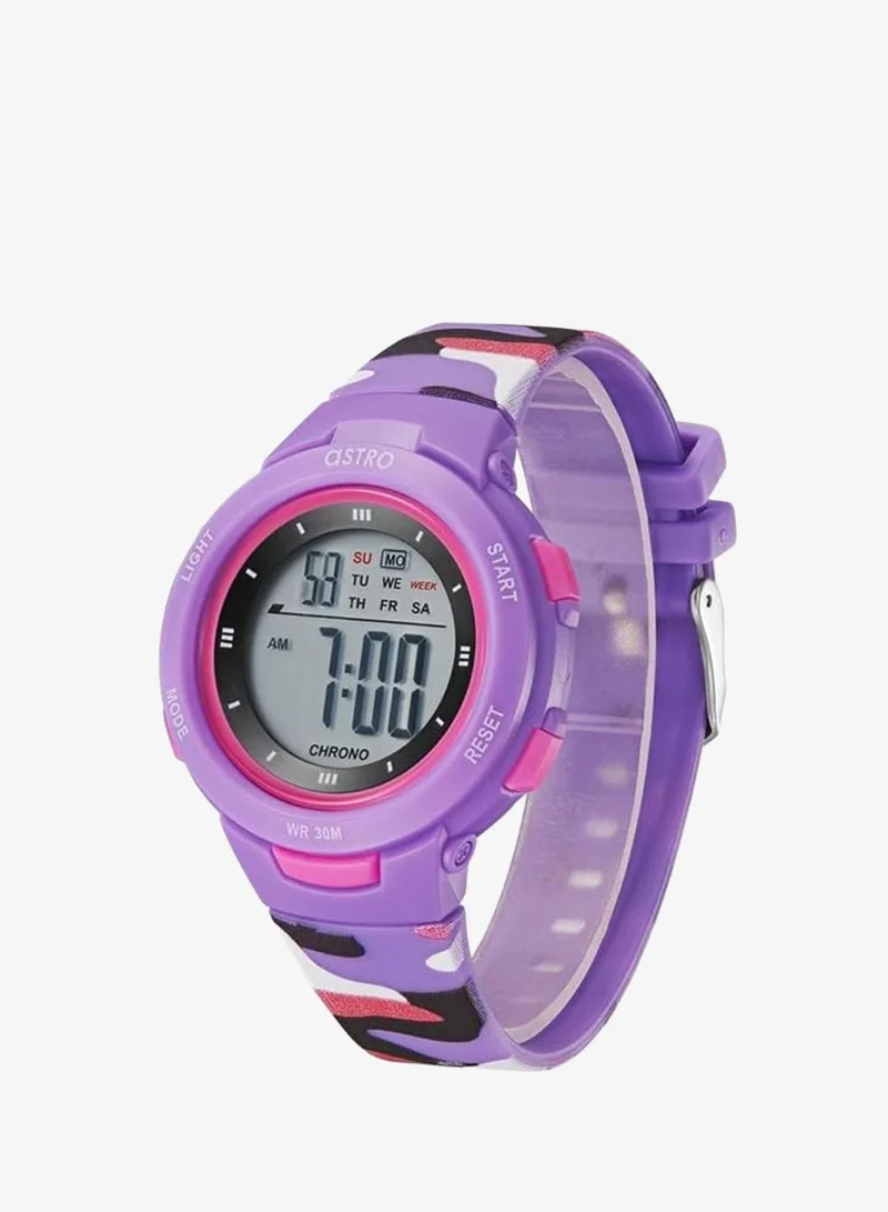 أسترو Astro Kids Watch, Digital Display and Polyurethane Strap - A23915-PPVV, Purple Camo