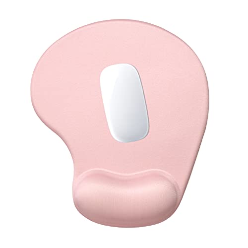Hsurbtra Ergonomic Mouse Pad with Wrist Rest Support, Gel Mouse Pads with Non-Slip PU Base, Pain Relief Memory Foam Computer Mat, Cute Office Supplies Desk Decro Accessories, Pink - Image 1