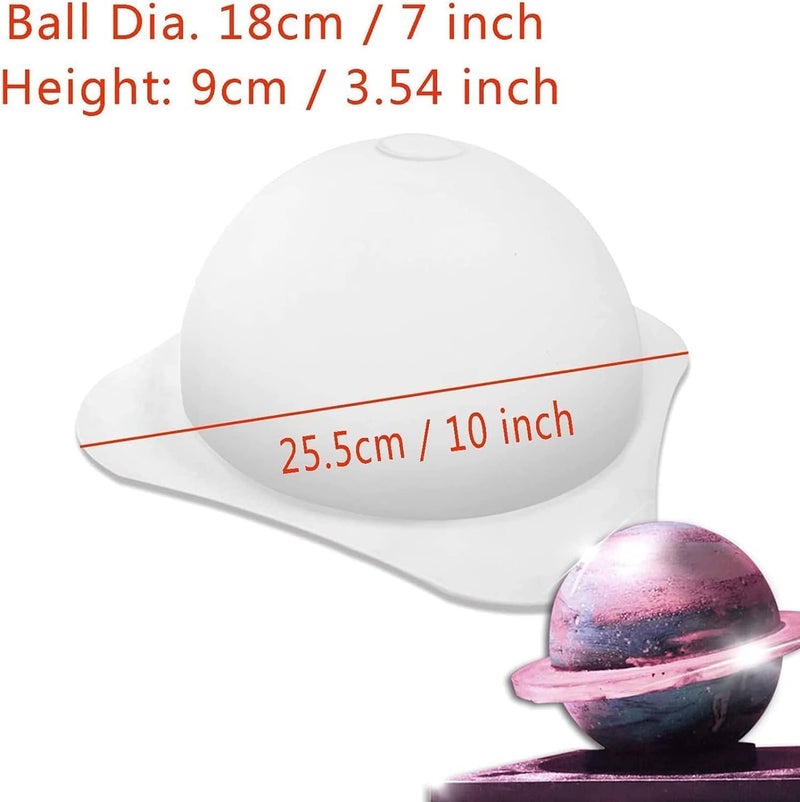 Yjemle White Large Silicone Cake Mold DIY Planet Mouse Cake Baking Ball Tool Sphere Bath Cake Pan Tin Baking Mold Pastry Mould Half Ball Shape Heat-resistant Spherical Cake Mould for Kitchen Cake Pop Moulds - Image 2