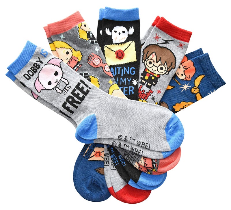 Harry Potter Dobby Luna Lovegood Hedwig Juniors/Ladies 5 Pack Crew Socks Size 4-10 - Image 2