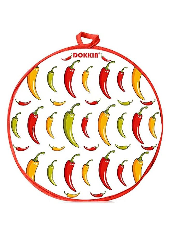 12 Inch Tortilla Warmer Taco Insulated Fabric Pouch - Keep Food Warm in Microwavable Bag (Red Chili Pepper Tuesday Flour Fajita)