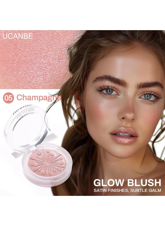 Ucanbe Baked Blush for Cheek, Glow Blushing Palette - Seamless Silky Blendable Powder Blush Makeup Palette, Delivering Long Last Natural Ruddy Complexion, 05 Champagne - Image 2
