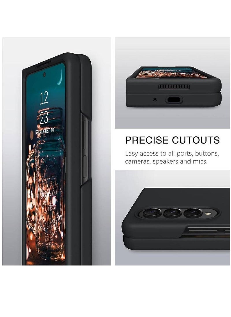 ZOOMEE - Protective Soft Silicone Gel Rubber Bumper Slim Hard PC Thin Shockproof Case Cover For Samsung Galaxy Z Fold 4 Black - Image 1