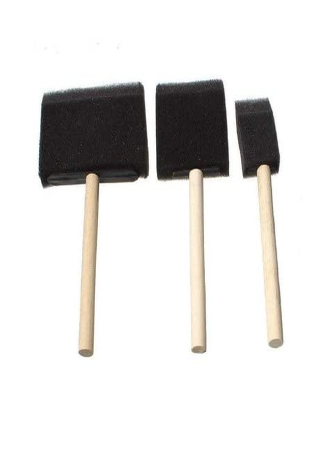 Ditya Crafts Arham Mktg Foam Brush for Art and Craft | Foam Brush with Wooden Handle for Painting Graffiti Dust Cleaning | Set of 3 with Different Sizes - Image 2