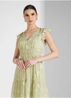 Maya V-Neck Flutter Sleeve Maxi Dress  - Image 3
