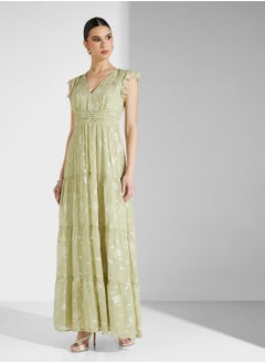 Maya V-Neck Flutter Sleeve Maxi Dress  - Image 4