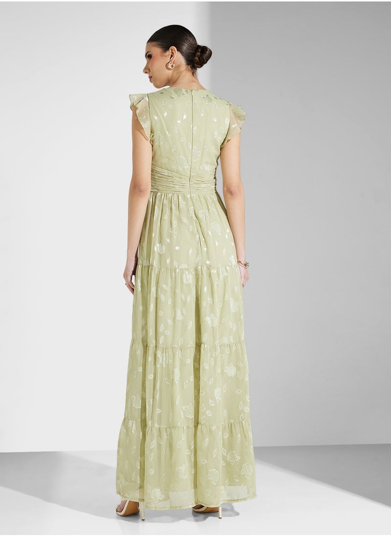 Maya V-Neck Flutter Sleeve Maxi Dress  - Image 2