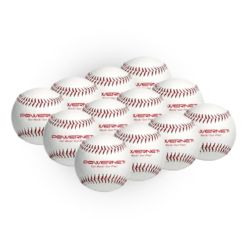 PowerNet Recreation Baseballs, 12 Practice Baseballs, Recreation Grade Regulation Size Balls, Portable Pitching & Batting Practice Equipment - Image 1