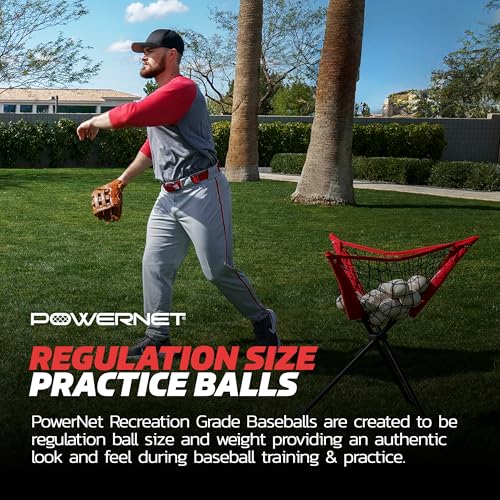 PowerNet Recreation Baseballs, 12 Practice Baseballs, Recreation Grade Regulation Size Balls, Portable Pitching & Batting Practice Equipment - Image 5