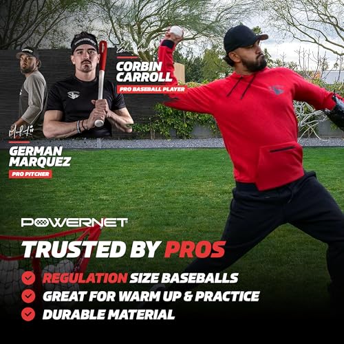 PowerNet Recreation Baseballs, 12 Practice Baseballs, Recreation Grade Regulation Size Balls, Portable Pitching & Batting Practice Equipment - Image 2