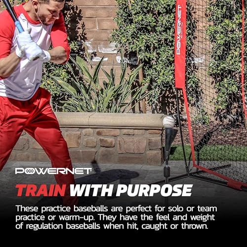 PowerNet Recreation Baseballs, 12 Practice Baseballs, Recreation Grade Regulation Size Balls, Portable Pitching & Batting Practice Equipment - Image 4