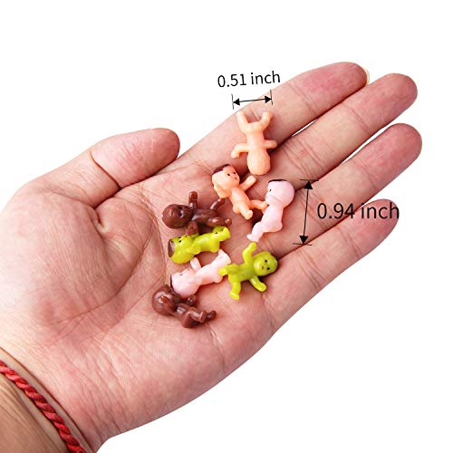 Lamoutor 200 Pieces Mini Plastic Babies Mixed Race For Baby Shower Party Favor Supplies Ice Cube Game Party Decorations 1 Inch Dark Brown Latin Pink Green - Image 5