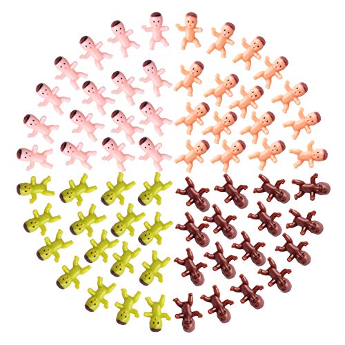 Lamoutor 200 Pieces Mini Plastic Babies Mixed Race For Baby Shower Party Favor Supplies Ice Cube Game Party Decorations 1 Inch Dark Brown Latin Pink Green - Image 1