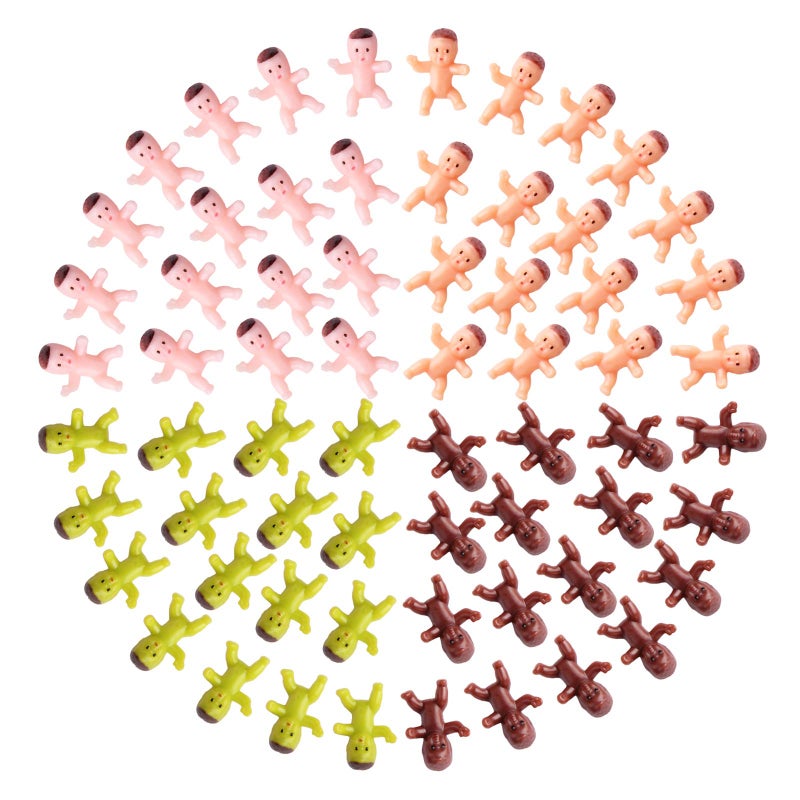 Lamoutor 200 Pieces Mini Plastic Babies Mixed Race For Baby Shower Party Favor Supplies Ice Cube Game Party Decorations 1 Inch Dark Brown Latin Pink Green - Image 3
