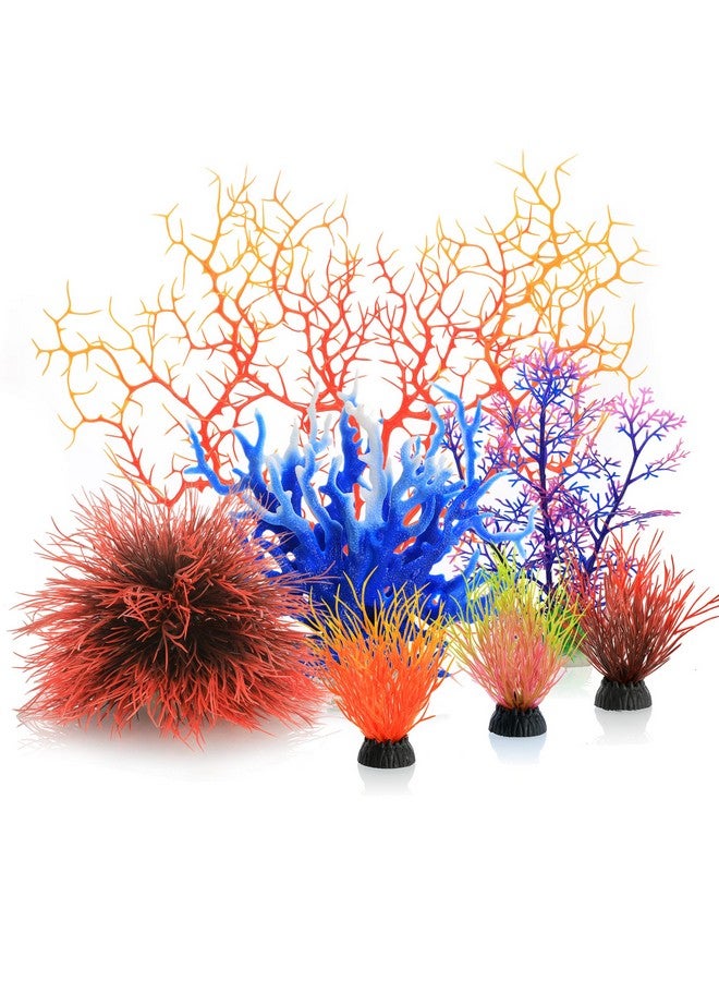 ماي لايف أونيت نباتات أحواض السمك، مجموعة من 7 قطع من زينة المرجان الصناعي لتزيين حوض السمك (متعدد الألوان) - Image 1