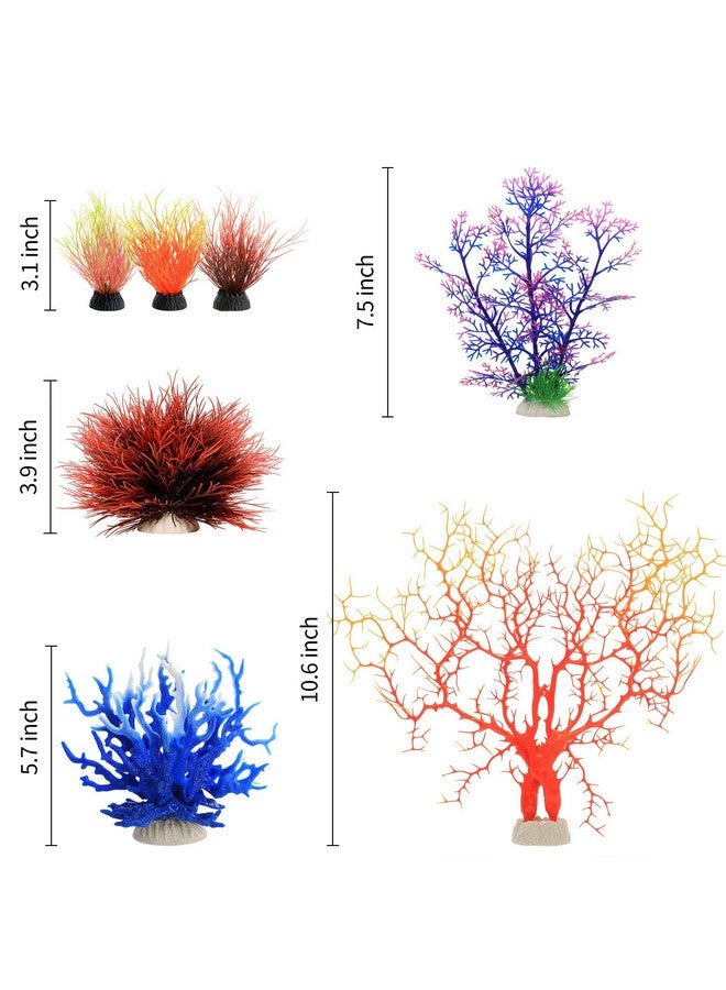 ماي لايف أونيت نباتات أحواض السمك، مجموعة من 7 قطع من زينة المرجان الصناعي لتزيين حوض السمك (متعدد الألوان) - Image 4