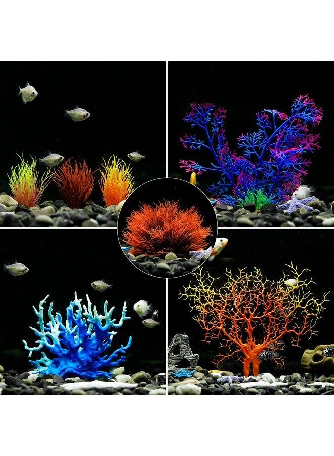 ماي لايف أونيت نباتات أحواض السمك، مجموعة من 7 قطع من زينة المرجان الصناعي لتزيين حوض السمك (متعدد الألوان) - Image 3