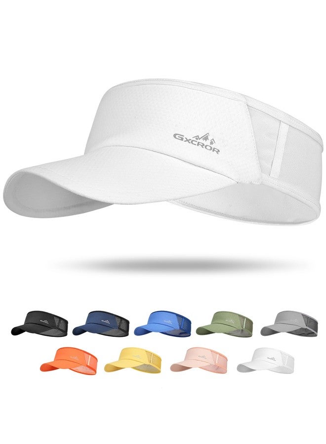 GXCROR Sports Sun Visor Hat Men Women, Lightweight Breathable Quick Dry Sports Sun Hat for Running Golf Tennis, White, One size - Image 1
