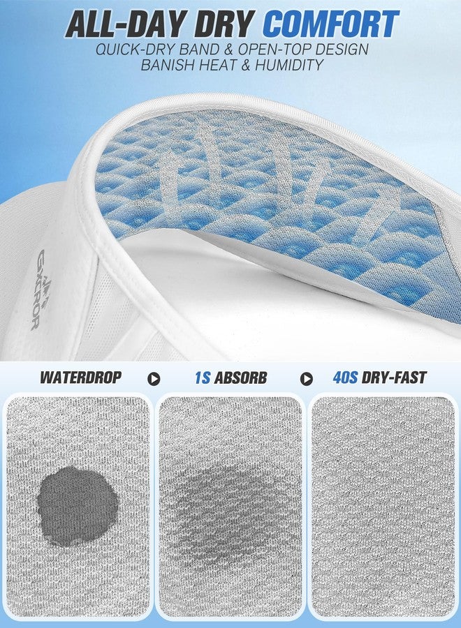 GXCROR Sports Sun Visor Hat Men Women, Lightweight Breathable Quick Dry Sports Sun Hat for Running Golf Tennis, White, One size - Image 4