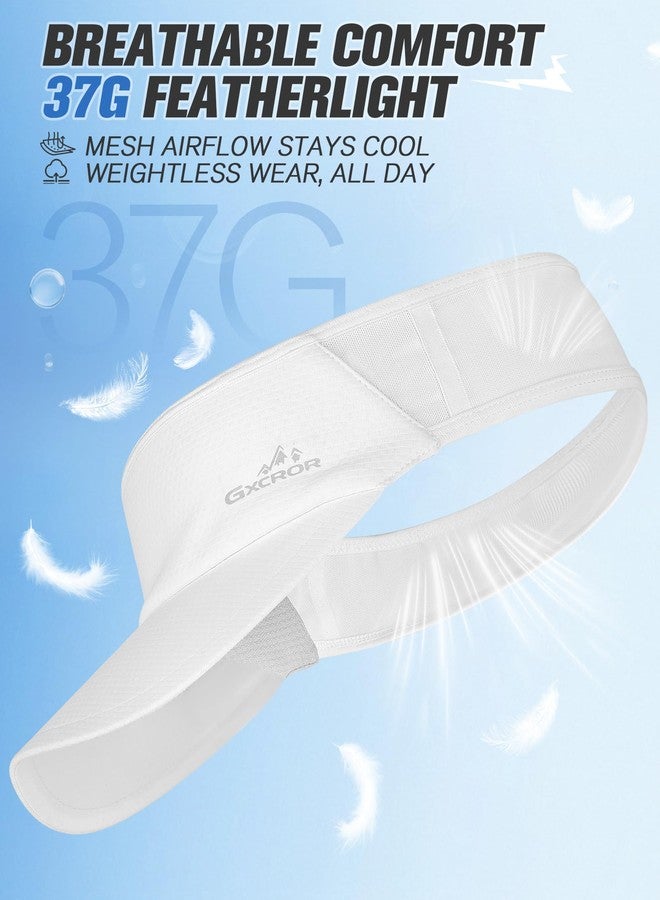 GXCROR Sports Sun Visor Hat Men Women, Lightweight Breathable Quick Dry Sports Sun Hat for Running Golf Tennis, White, One size - Image 3