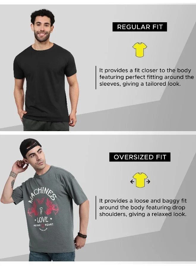 بيونغ تيشيرت مطبوع مقاس كبير "آلات الحب" للرجال