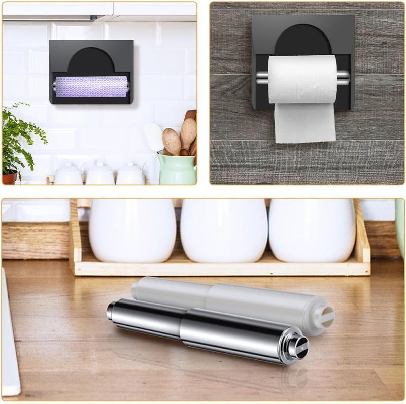 Garneck 3pcs Toilet Paper Rods Set Spring Loaded Stainless Steel Toilet Paper Holder Replacement Rods Universal Fit Bathroom Kitchen Wall-Mounted Dispenser - Image 2