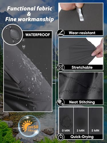 Zoofly Mens Tactical Pants Zipper Pockets Water Resistant Cargo Work Pants Nylon Lightweight Elastic Comfy Quick Dry (Dark Grey, 40W*34L) - Image 5