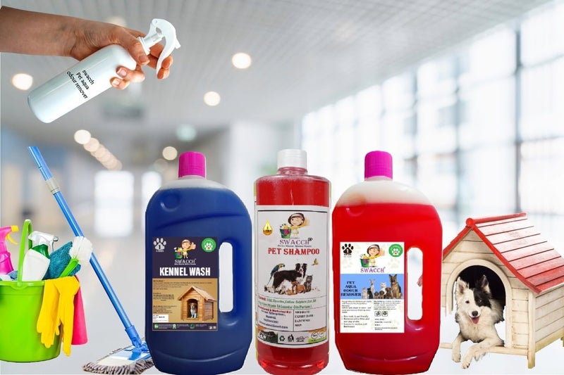 swacch Kennel Wash (Lavender) + Pet Shampoo (Jasmine) I Pet Aqua Odour Remover (Strawberry) 1 Litre Combo Pack of 3 Economical Pack I Dog and Cat Friendly - Image 2