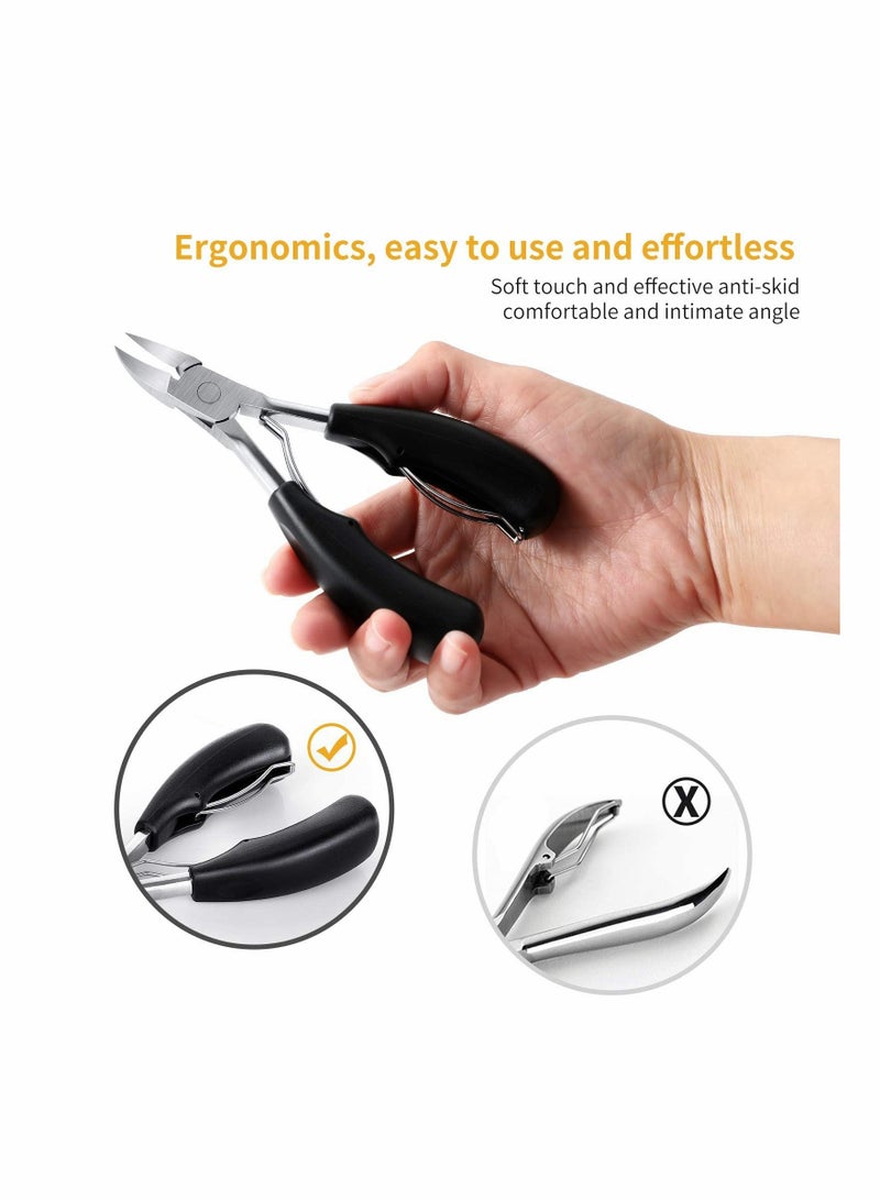 SYOSI Toenail Clippers, Medical Grade Toe Nail Trimmer, Nail Clippers for Thick Nails or Ingrown Toenail Tool, Stainless Steel Sharp Pedicure Toe Nail Clippers Adult, with Easy-to-Grip Rubber Handle - Image 4