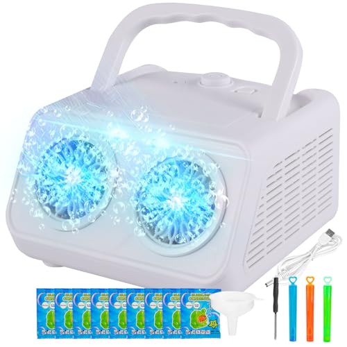 SHCKE Automatic Bubble Machine Upgrade Bubble Blower with 2 FansPlug in or Battery Operated Portable Bubble Maker20000 Bubbles Per Minute Bubbles for Outdoor Wedding Birthday Party - Image 1