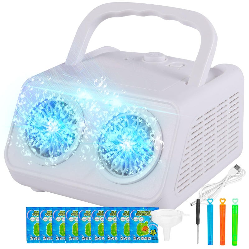 SHCKE Automatic Bubble Machine Upgrade Bubble Blower with 2 FansPlug in or Battery Operated Portable Bubble Maker20000 Bubbles Per Minute Bubbles for Outdoor Wedding Birthday Party - Image 3