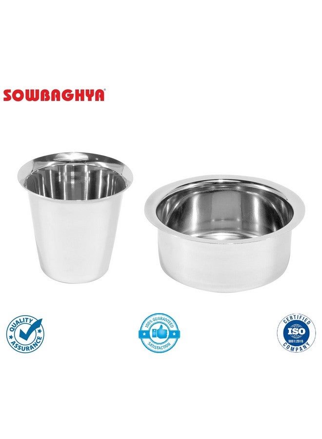 SOWBAGHYA Stainless Steel Dabara Set (4Pcs) | Dabara- 2 Nos, Tumbler- 2Nos| Tea Dabara Set | South Indian Coffee | Serving Drinkware | Stainless Steel Dabara Set - Image 3