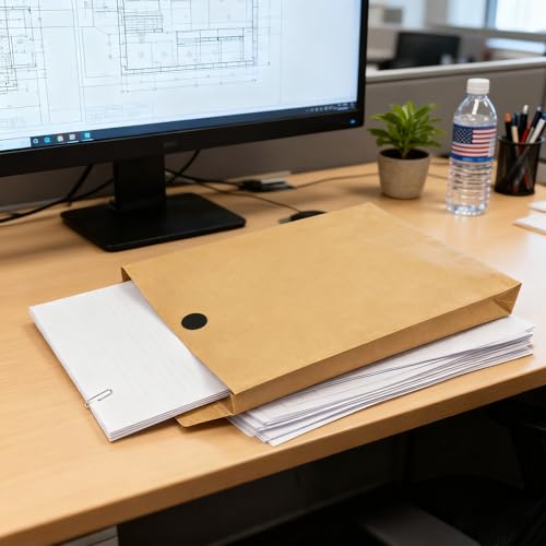 Neehows 25 Pack Expandable Large Kraft Envelopes, 9.3" x 13" Big Mailing Envelopes Hook-and-Loop Closure Anti Tear Catalog Envelopes for Business Office Paper Documents File Storage - Brown - Image 2