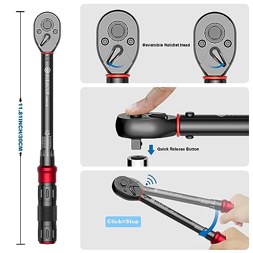 SUERCUP 3/8-Inch Drive Click Torque Wrench - 5-45 Ft-Lb/6.8-61Nm, Dual-Direction Adjustable 72 Tooth Click Torque Wrench for Bike, Motorcycle and Car Repair - Image 4