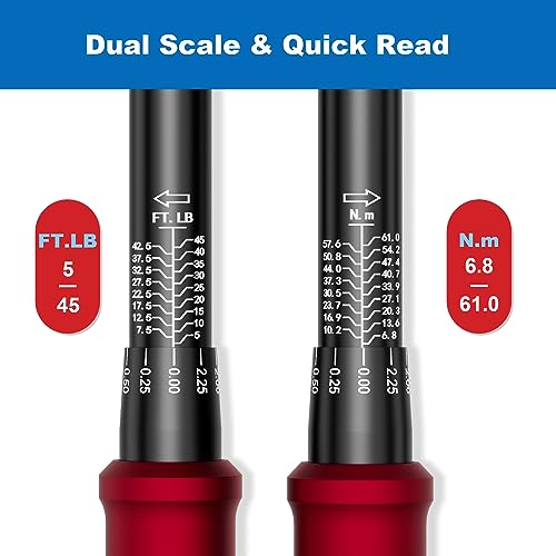 SUERCUP 3/8-Inch Drive Click Torque Wrench - 5-45 Ft-Lb/6.8-61Nm, Dual-Direction Adjustable 72 Tooth Click Torque Wrench for Bike, Motorcycle and Car Repair - Image 5