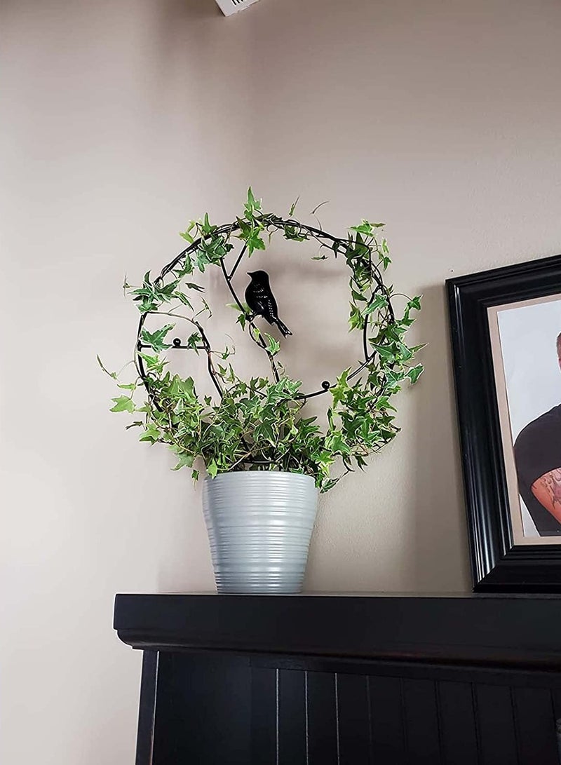 Barakah 2 Pcs Iron Garden Trellis for Climbing Plants, 13.6" Rust-Proof Small Trellis for Indoor Potted Plants, Round Circle Trellis with Bird, Metal Vine Plant Support Trellis for Vines - Black - Image 3