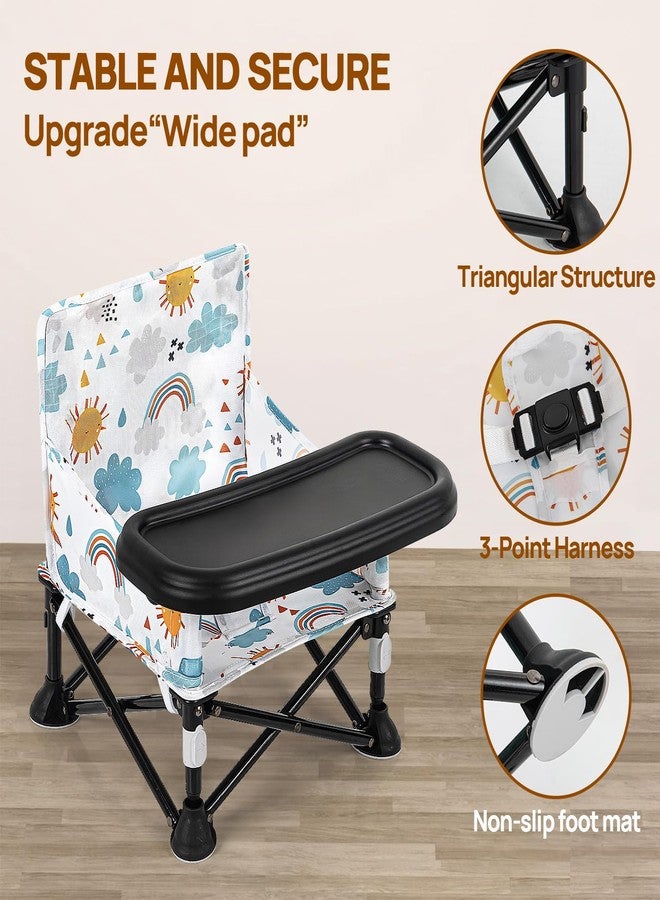 AskCat Toddler Booster Seat for Kitchen Chair & Travel - Portable Foldable with Removable Tray, Baby Camping Chair 6-36 Months Indoor Outdoor (White Cloud Design) - Image 4