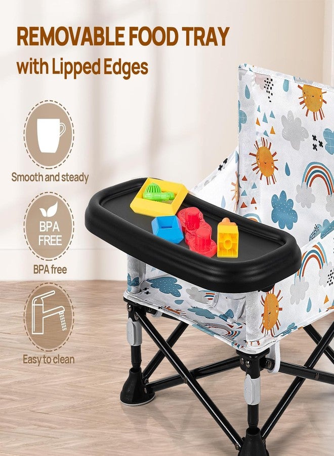 AskCat Toddler Booster Seat for Kitchen Chair & Travel - Portable Foldable with Removable Tray, Baby Camping Chair 6-36 Months Indoor Outdoor (White Cloud Design) - Image 5