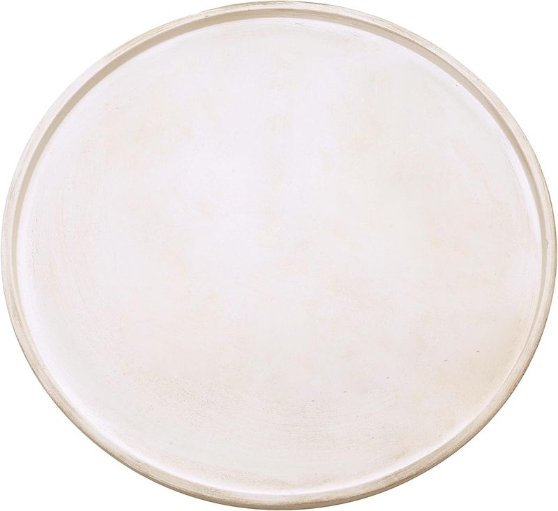DN DECONATION White Wood Tray, 14.76“ Decorative Tray for Coffee Table, Decorative Round Trays for Dining Room, Living Room, Farmhouse Decor - Image 1