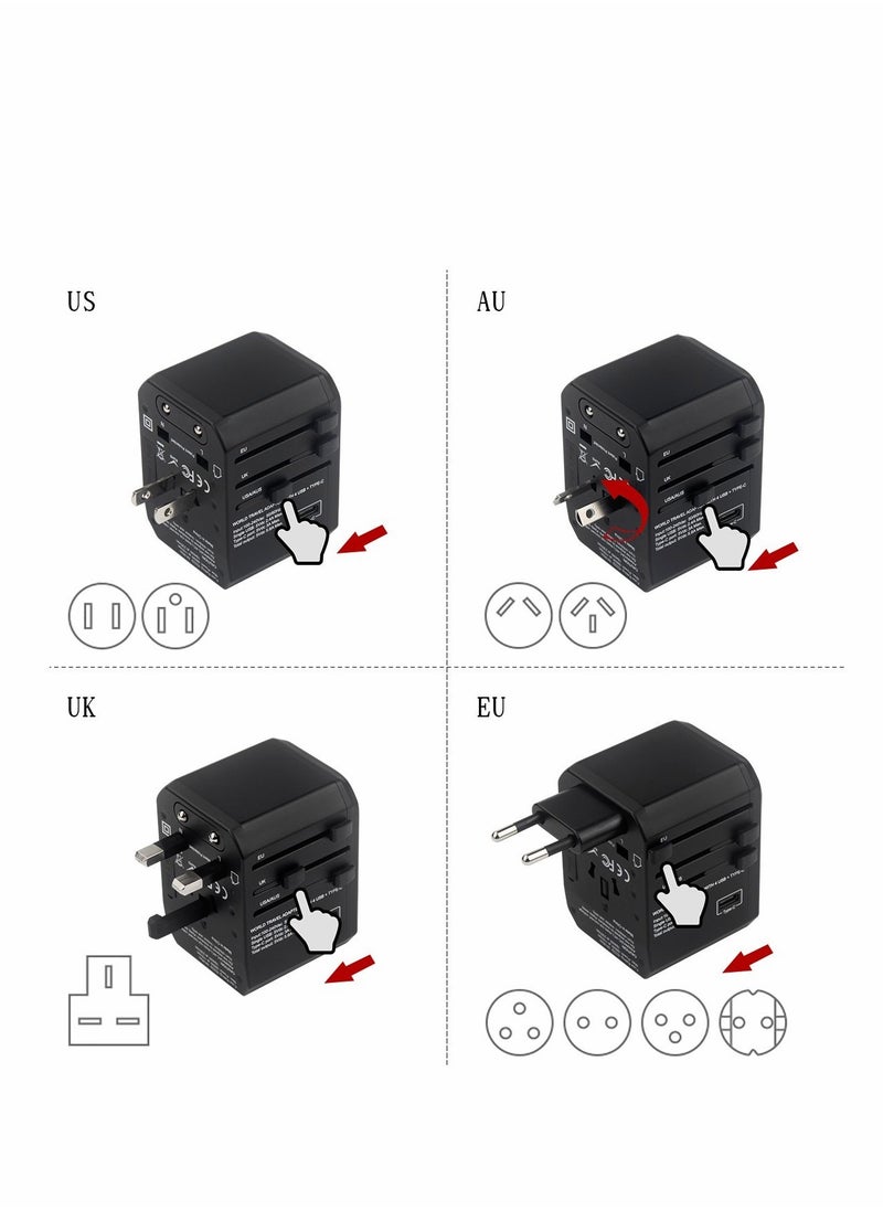 SYOSI European Travel Plug Adapter Worldwide 4 USB Ports with 5.6A High Speed Charger and 1 3.0A Type C International Wall All in One Universal Adaptor  - Image 3