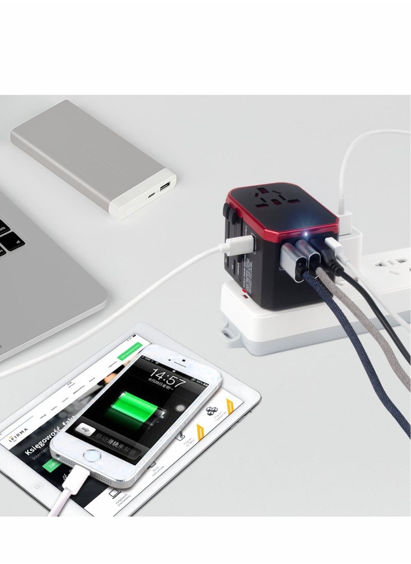 SYOSI European Travel Plug Adapter Worldwide 4 USB Ports with 5.6A High Speed Charger and 1 3.0A Type C International Wall All in One Universal Adaptor  - Image 2