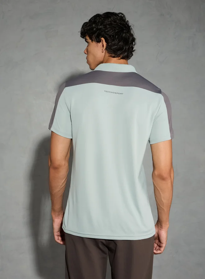 تكنوسبورت Technosport Men Color Block Relaxed Fit Polo