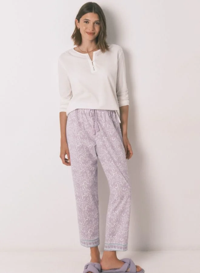 women'secret Carrot Long Trouser 100% Cotton Lilac
