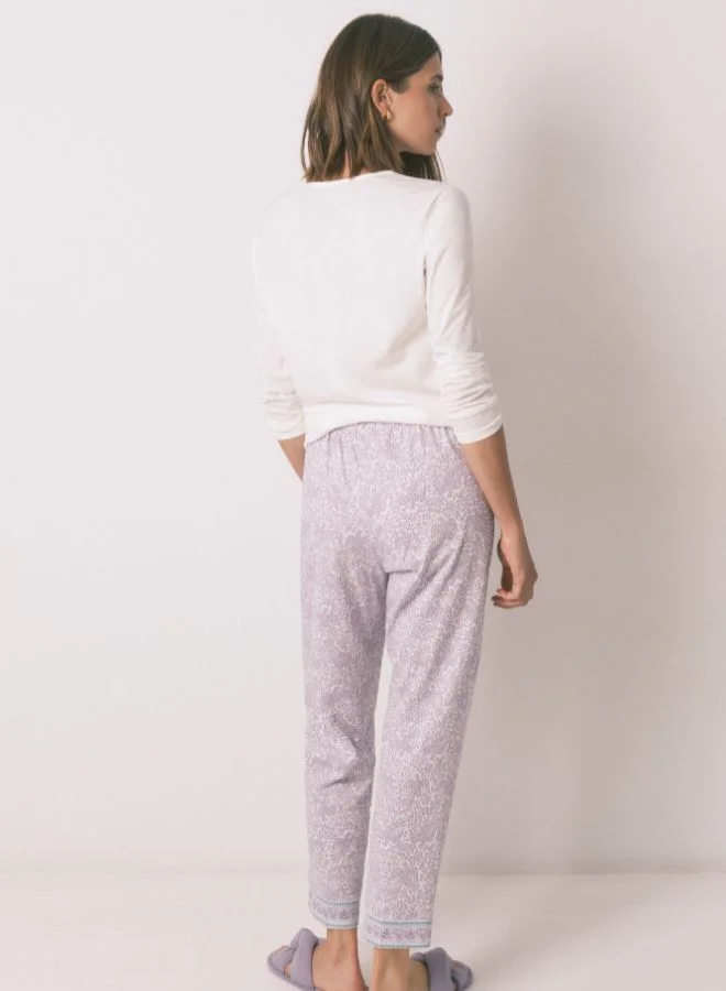 women'secret Carrot Long Trouser 100% Cotton Lilac